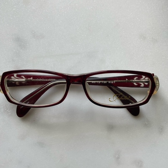 Jubilee 5772 NWOT Women’s Ruby Red Rectangle Eyeglasses Academia Office Siren - Picture 1 of 7